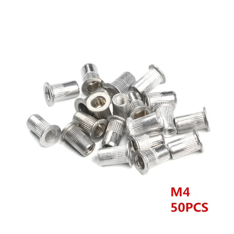 50pcs 10Pcs Rivet Nut M3 M4 M5 M6 M8 M10 M12 Aluminum Alloy Rivnut Flat Head Threaded Rivet Insert Nutsert Cap Nuts