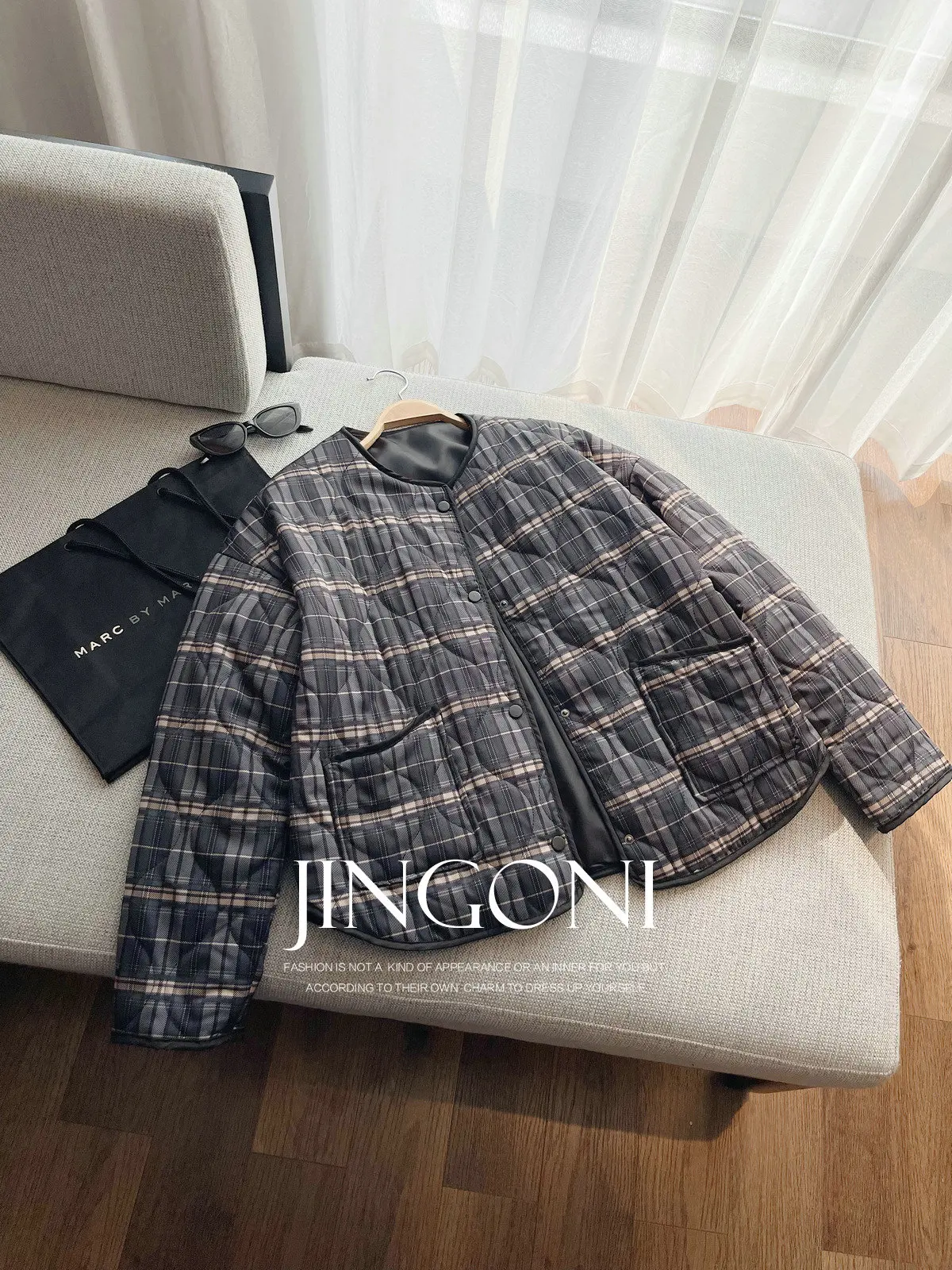 Plaid Padding Jackets Y2k Woman Clothing 2024 Fashion Korean Vintage Winter  Parkas Coat Cropped New Elegant Short Autumn Chic