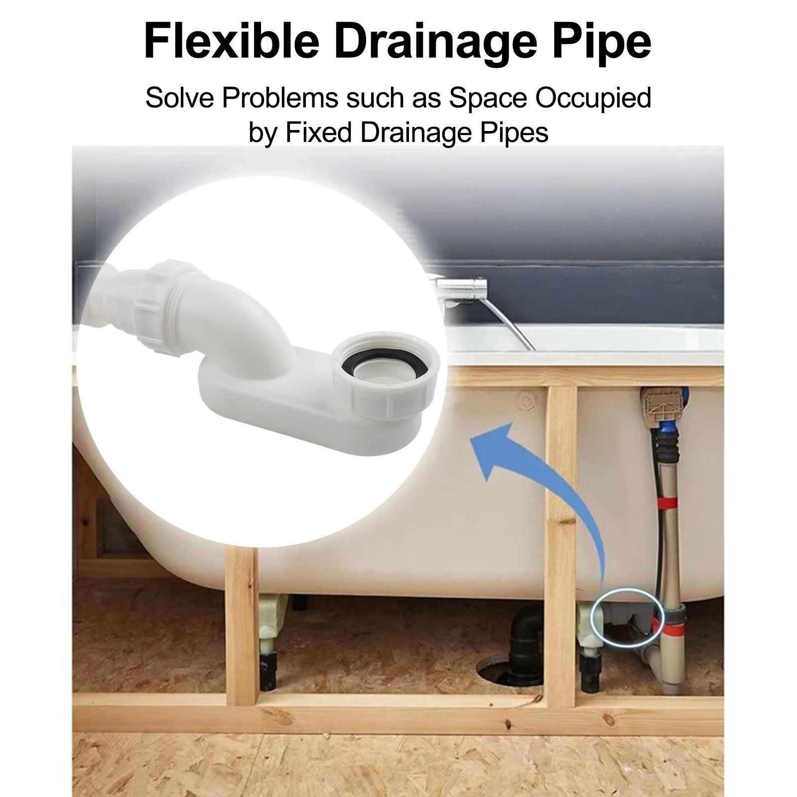 80cm Length Flexible Drainage Minimize Plumbing Space Usage Space-saving Design Space-Saving Design Compact Bathroom Use