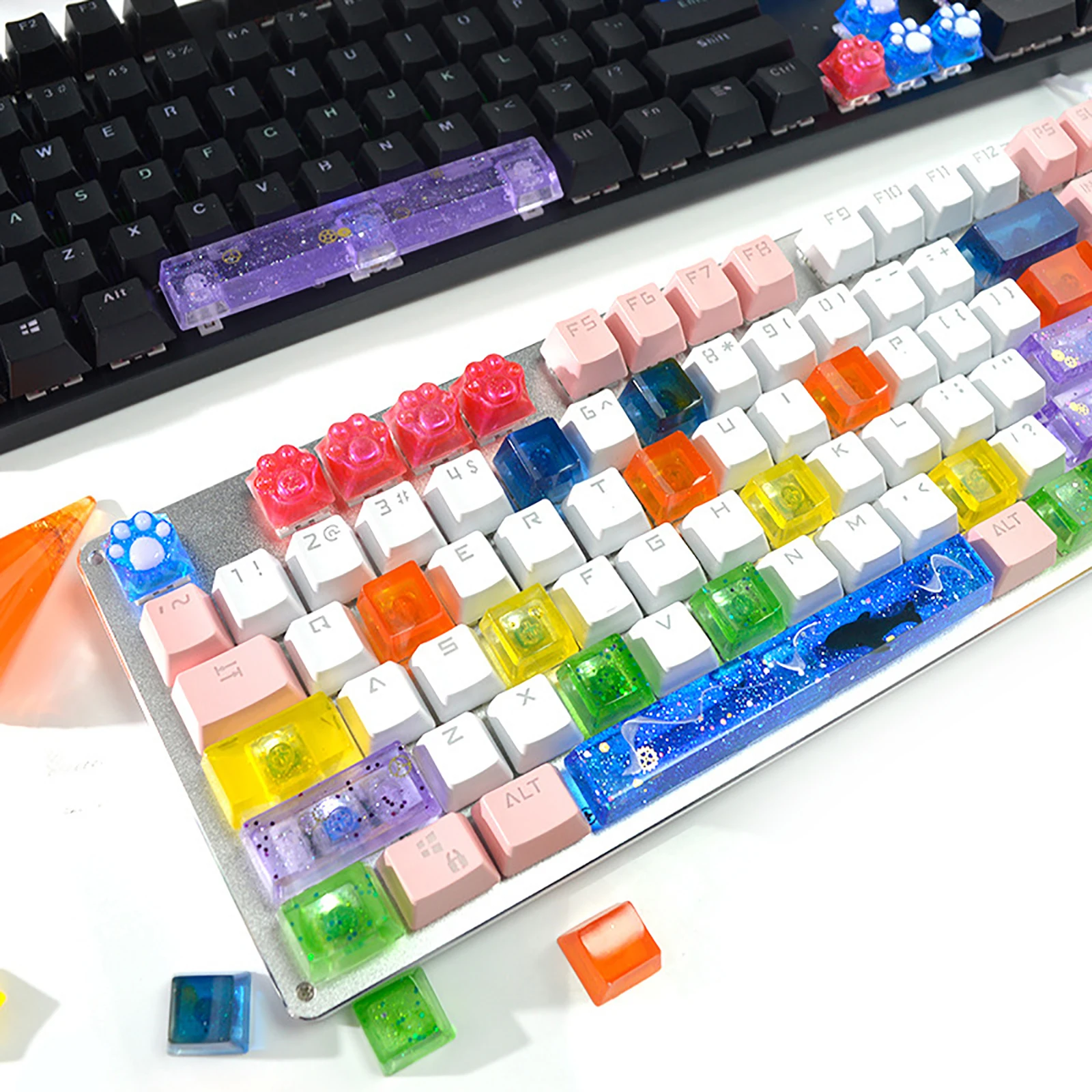 Keycaps  Set - Handmade Crystal Key Caps Molds Making Tools with Key Puller