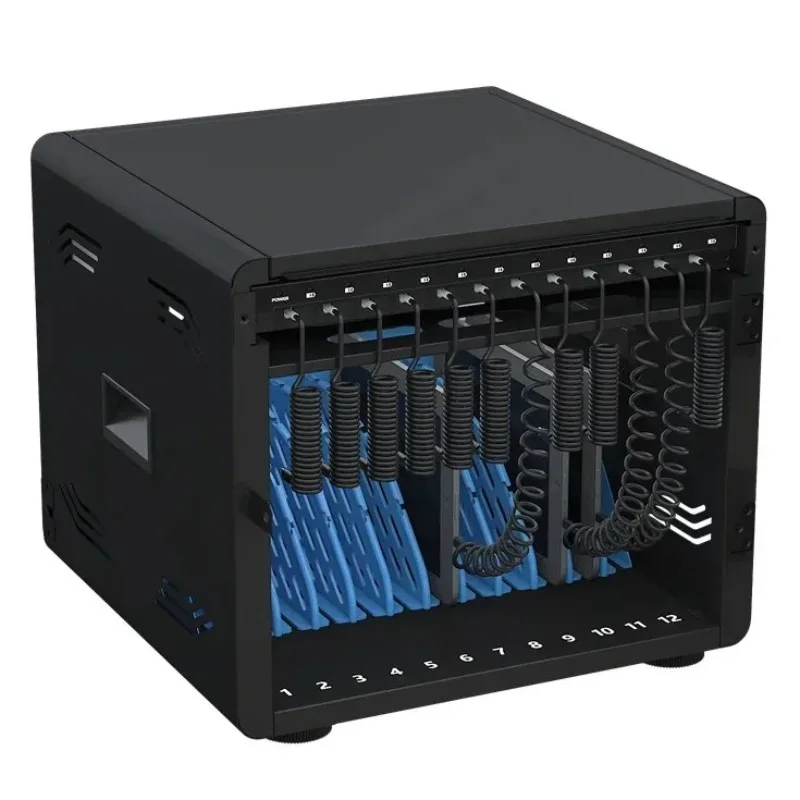 12 Bays Type-C Laptop Charging Cabinet with Cables Desktop & Wall Mount USB Charging Station 65W Fast Charging for Office
