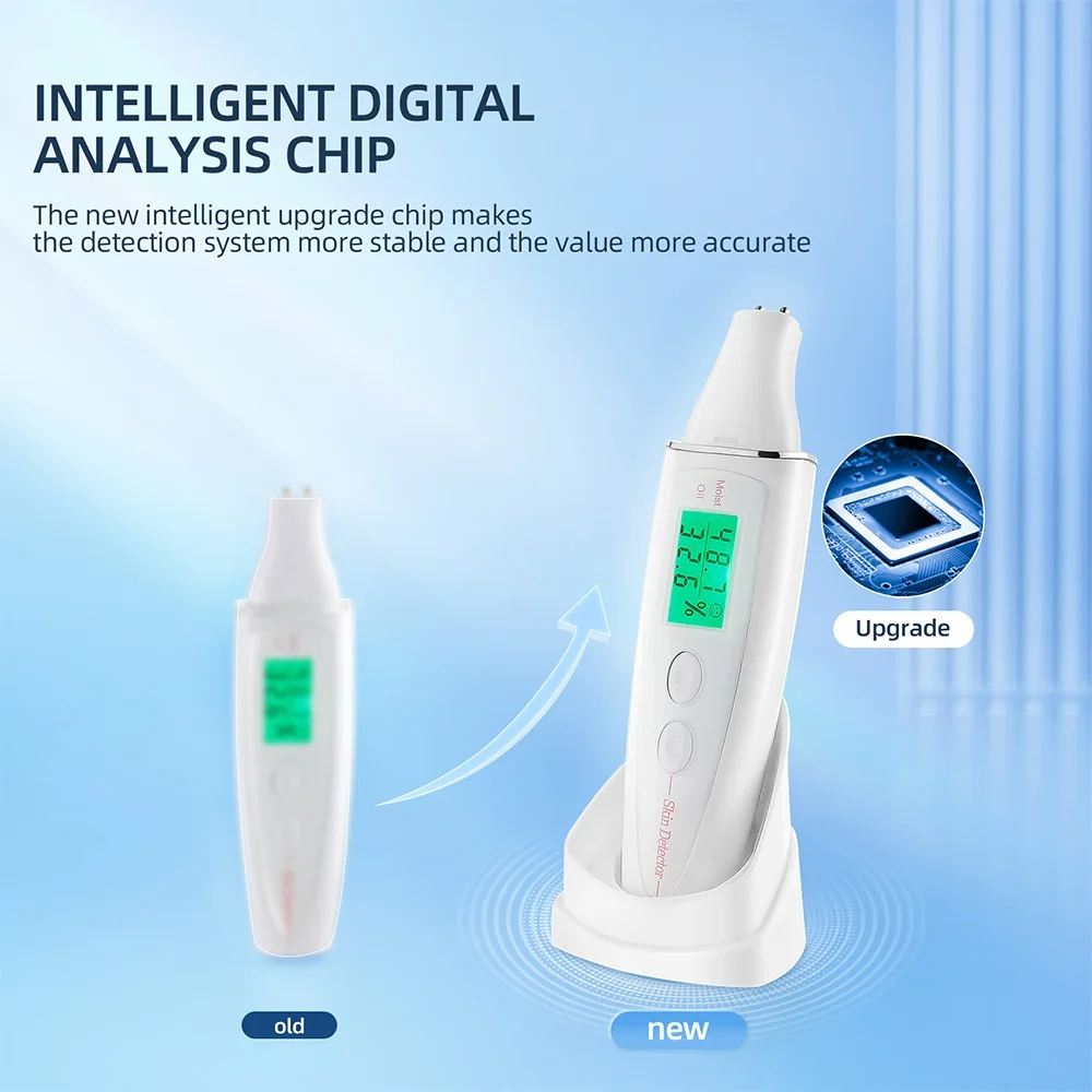 LCD Digital Skin Tester Haut feuchtigkeit & Öl Test Meter Haut analysator Fluoreszenz mittel Detektor für Stirn Wange Hautpflege