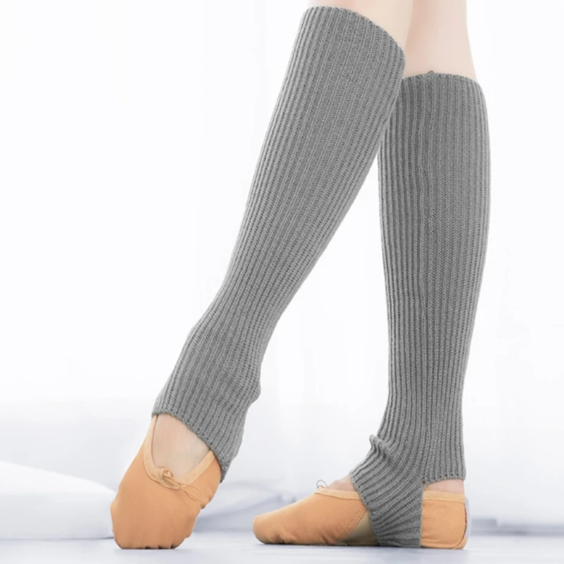 1 Pair Women Girls Ballet Dance Stirrup Leg Warmers Ribbed Knitted Solid Color Toeless Latin Knee High Socks Sleeves