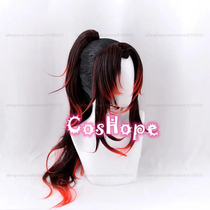 2025 Tsugikuni Yoriichi Preto Vermelho Misto Cosplay Anime Peruca Perucas Sintéticas Resistentes ao Calor