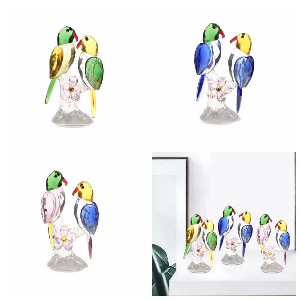 

Modern Cartoon Crystal Magpie Sculpture Delicate Realistic Parrot Statue Vivid Desktop Bird Ornaments Living Room