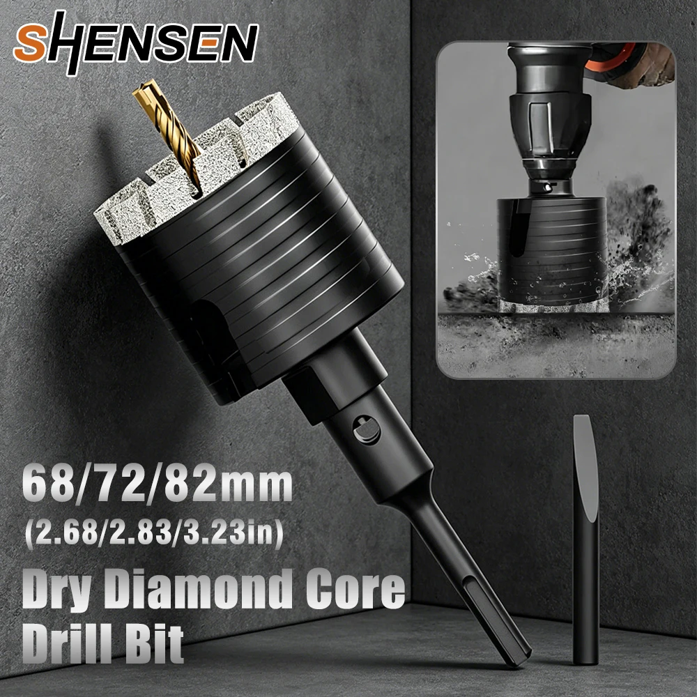 

68/72/82mm Brazed Diamond Drill Bit, M16 Thread Hole Opener with SDS PLUS Shank, for Concrete, Marble and Granite Drilling