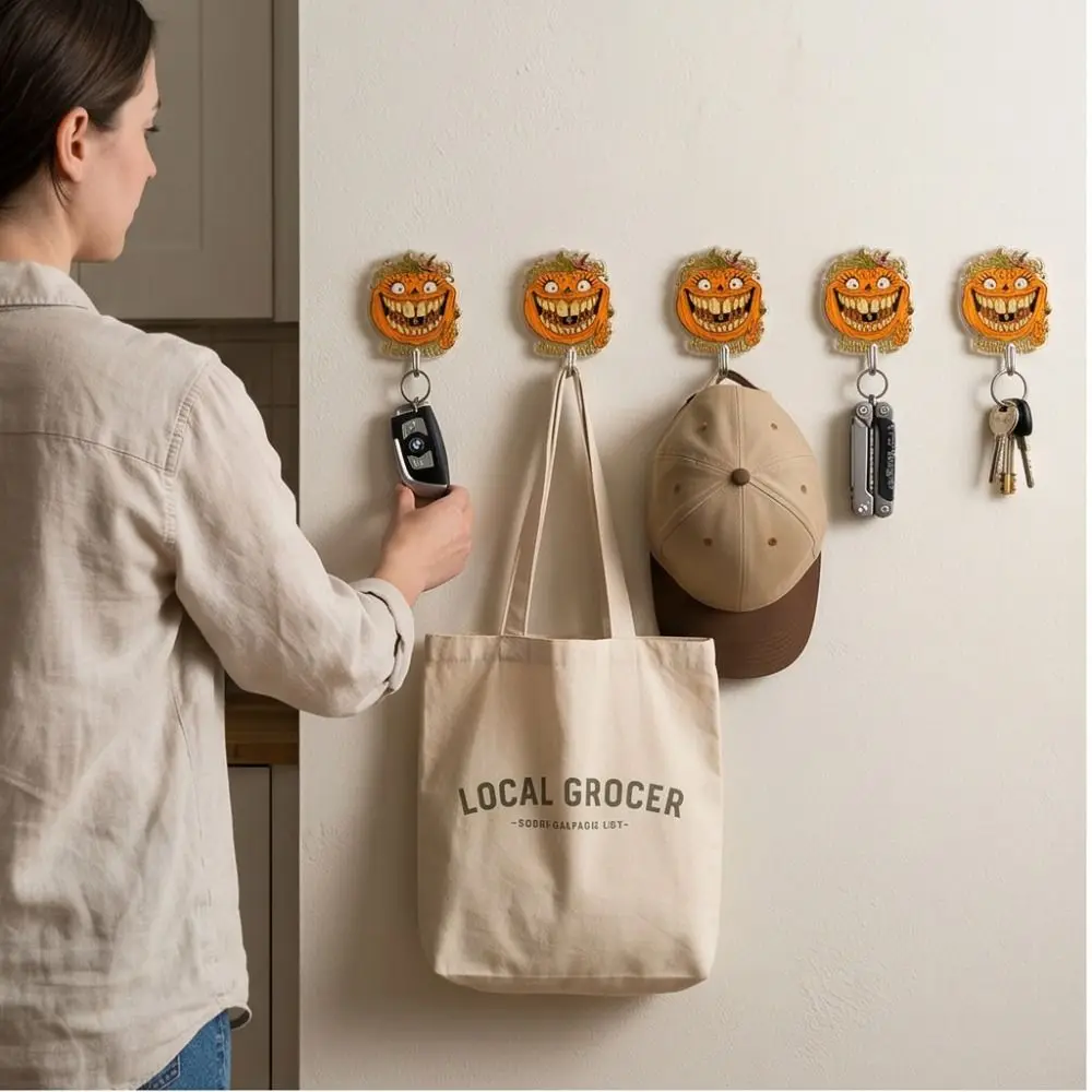 No Drill Halloween Hooks Traceless Sticky Strong Sticky Backing Sticky Hooks Lightweight Sturdy Plastic Vivid Printing