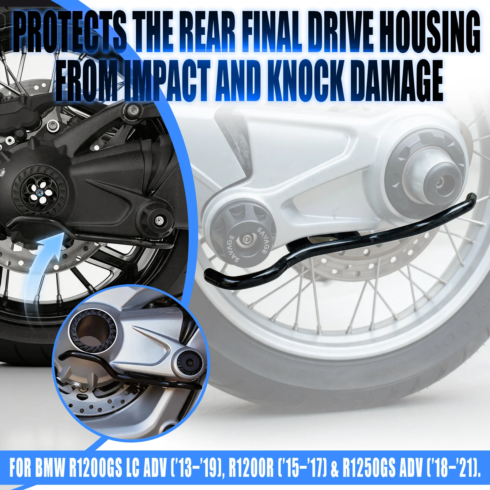 Motorcycle Rear Drive Shaft Final Housing Bottom Protector Cardan Crash Bar Bumper Guard For R1200GS R1250GS ADV