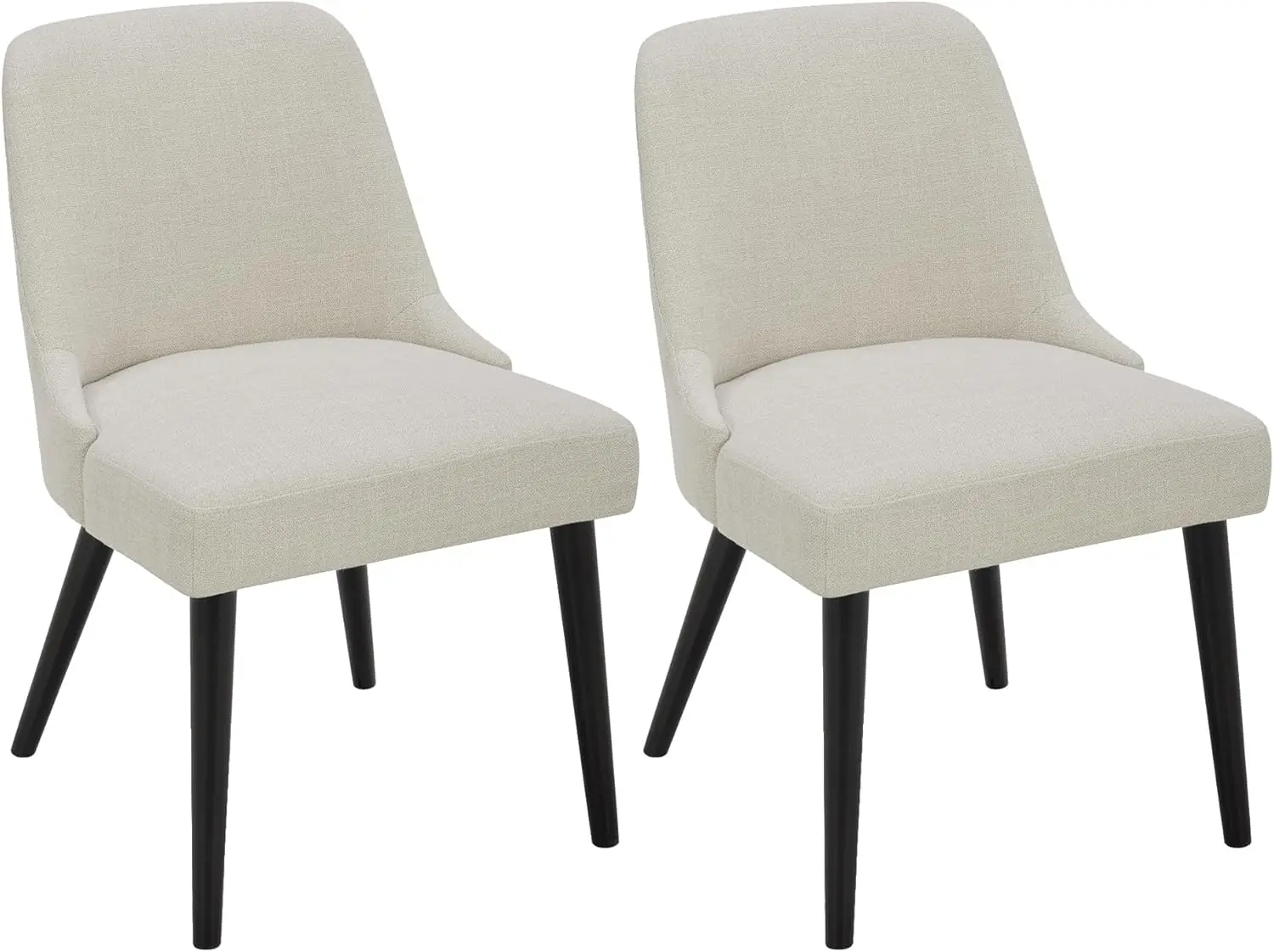 Mid-Century Modern Dining Chair, Upholstered Fabric Accent Chairs, Set of 2,Performance Fabric in Linen