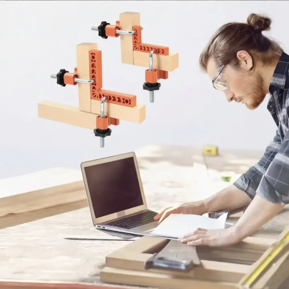 Carpentry Right Angle Positioning Square ABS Clamp Tool L Shaped Ruler For Woodwork Furniture Fixing Assembly