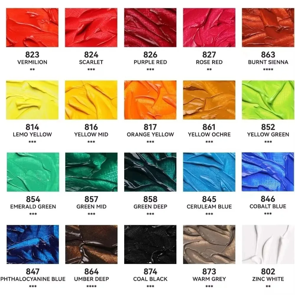 طلاء زيتي بول روبنز 20 لونًا 50 مل طلاء احترافي يعتمد على الزيت نسيج كريمي عالي التشبع للفنانين المبتدئين #4