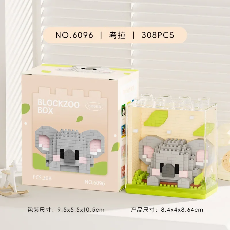 Tier Micro Bausteine Zoo Rot Panda Giraffe Koala Pinguin Zusammengebaut Elefanten Modell Mini Ziegel Figur Spielzeug Für Kinder Geschenke