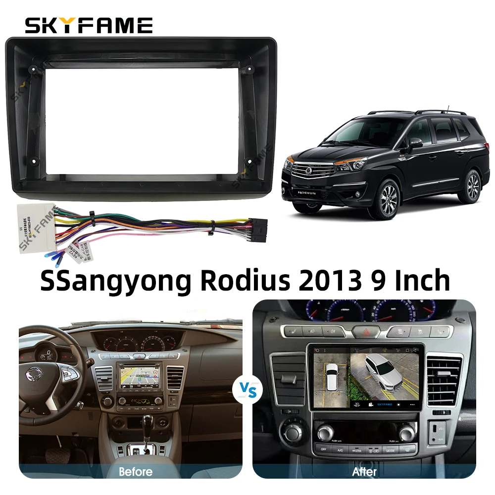 SKYFAME Adattatore per fascia per telaio auto Kit pannello di montaggio per cruscotto radio Android per SSangyong Rodius