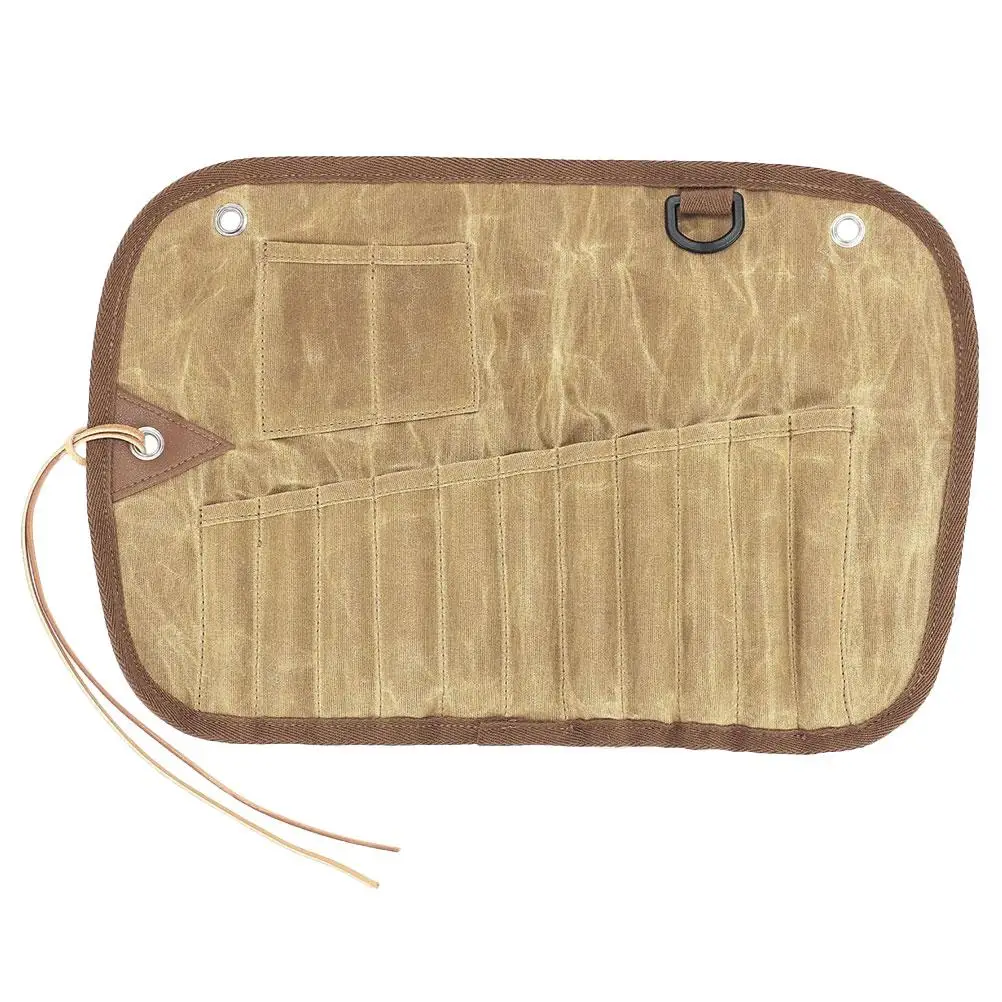

Cutlery Storage Bag Canvas Travel Picnic Organizer Portable Folding Pouch Camping Tableware Bag Outdoor BBQ Tools