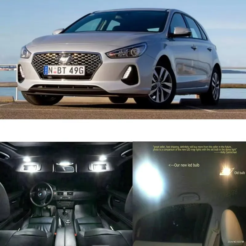 

For Hyundai i30 2018 2019 LED Interior Dome Map Trunk Lights Kit Canbus White 11pcs