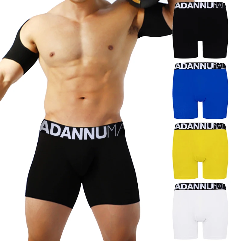 ADANNU Men Underwear Boxer Shorts Brand Sexy Boxers Cotton Underpants Male Panties Gay Short Underwears Solid Breathable Cuecas