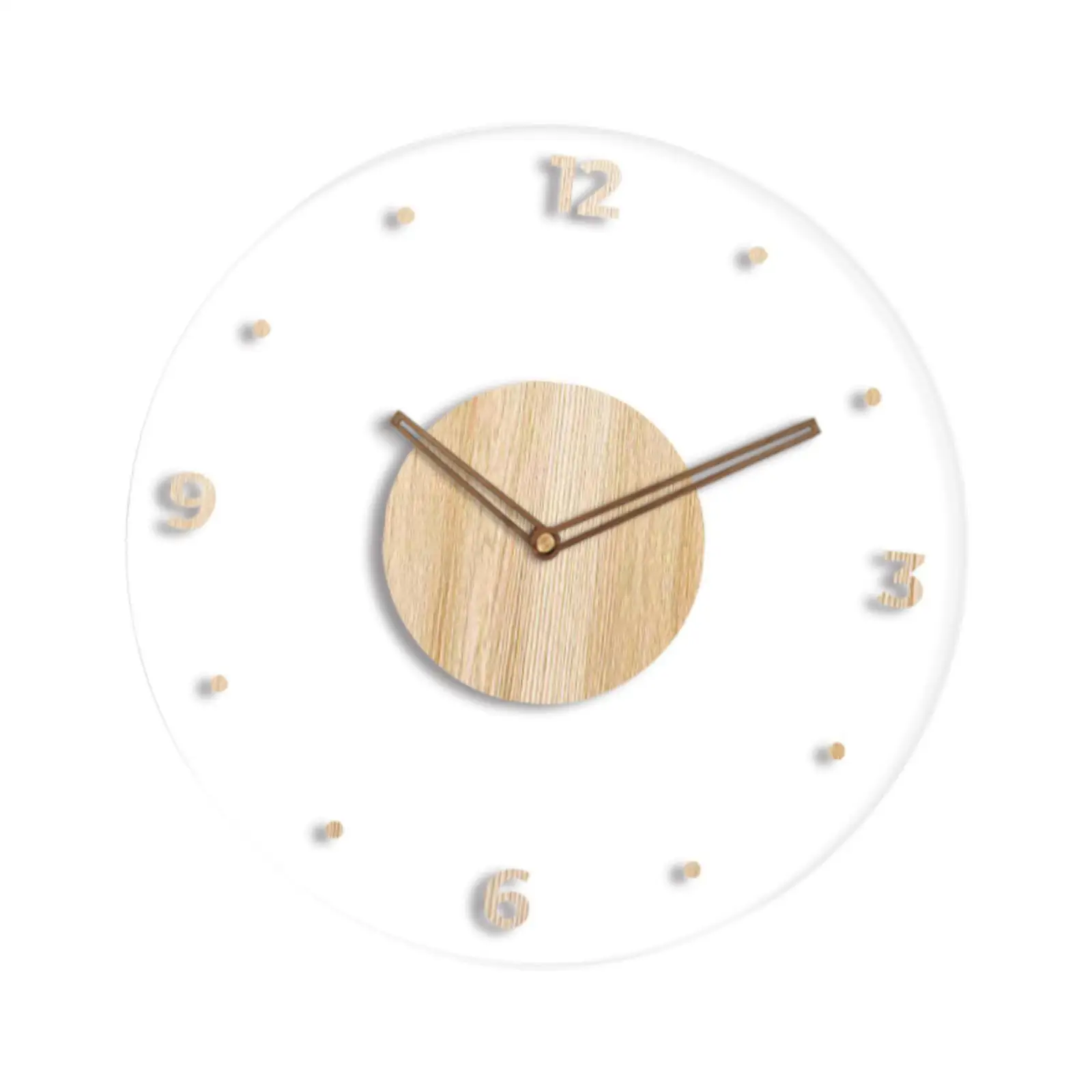Silent Decorative Wall Clock Acrylic Round Minimal Design Battery Operated for Home Living Room Kitchen