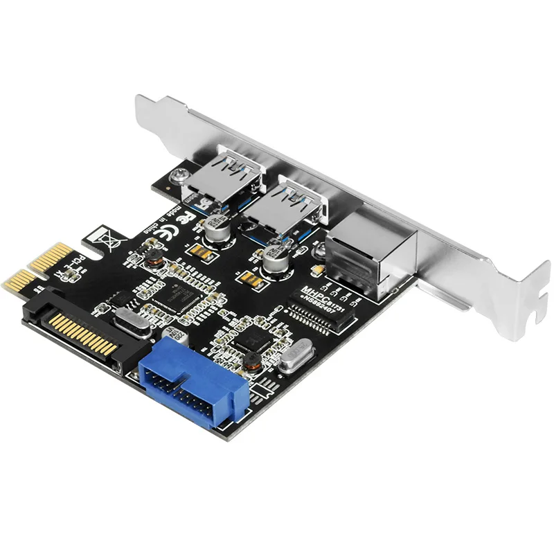 For PCIE Two USB3.0 + Gigabit Network Interface Card + 19PIN USB3.0 Front Panel 19-pin Interface Expansion Card