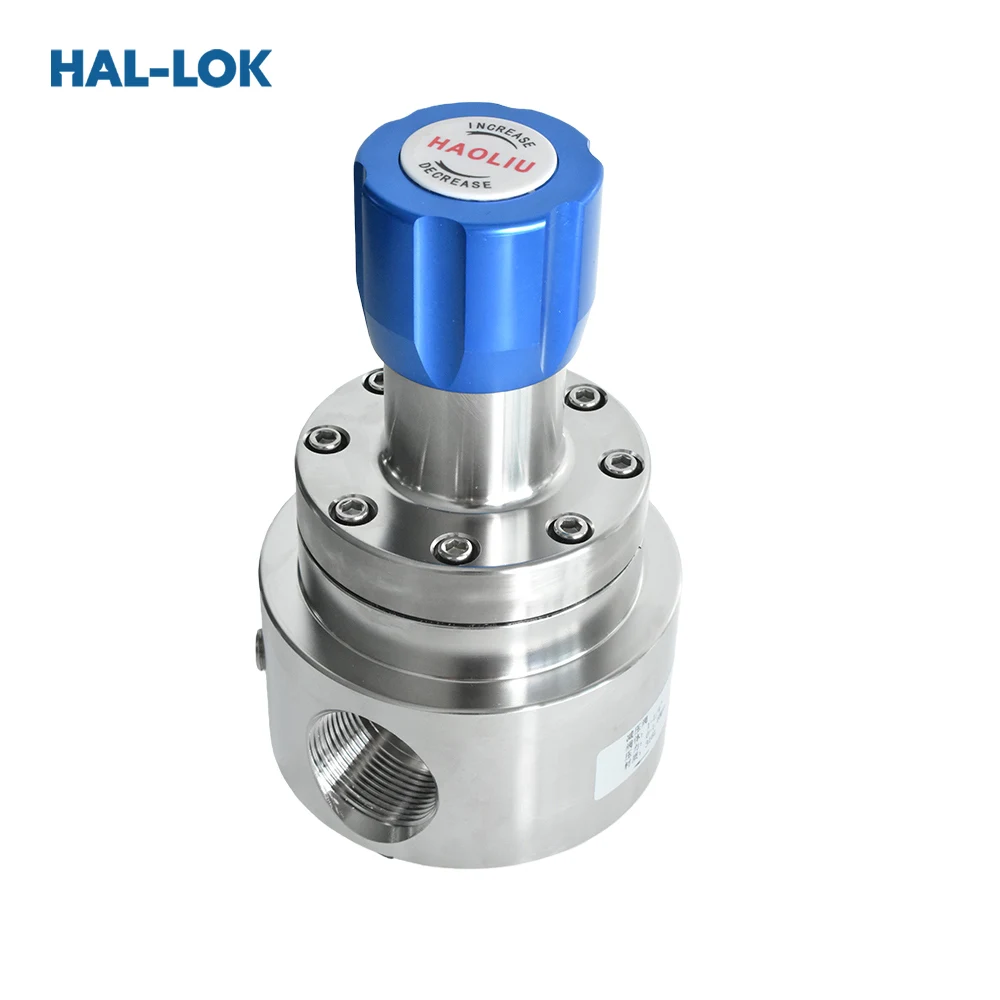 SS316L Manual Low-Pressure High and Stable Flow Gas Pressure Gas Line Regulator Diaphragm Structure Low Pressure High Flow