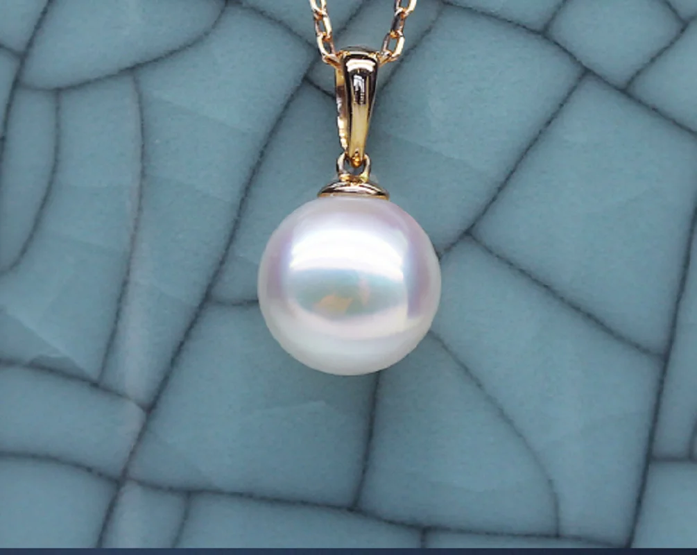 Cultured Sea Pearl Pendant with 10-11mm AAA Grade Round Natural Pearl for Women Gifts 2024