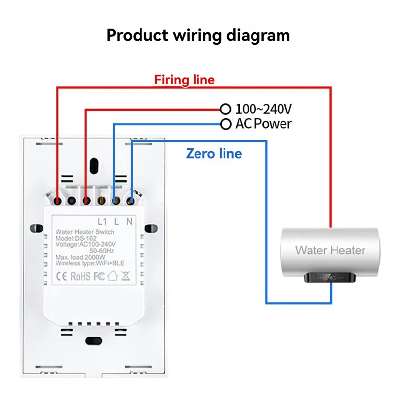 Wifi Boiler Switch Water Heater Controller 20A Tuya Smart APP Remote Control Alexa Home Voice Glass Panel US Plug