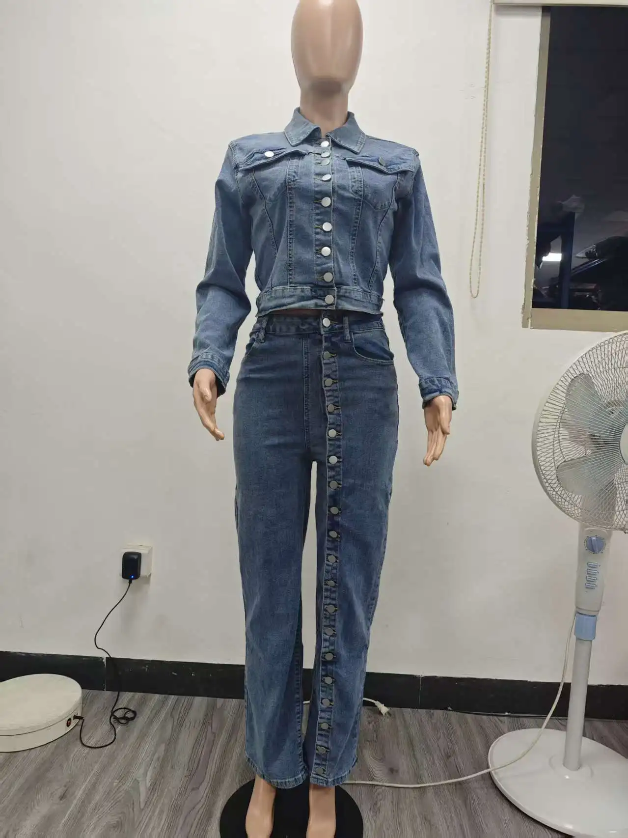 Jeans Suit Women Denim 2 Piece Set Coat Straight Pants Single Breasted Jacket Trousers Outfits Streetwear Ensemble Summer 2026 view 5
