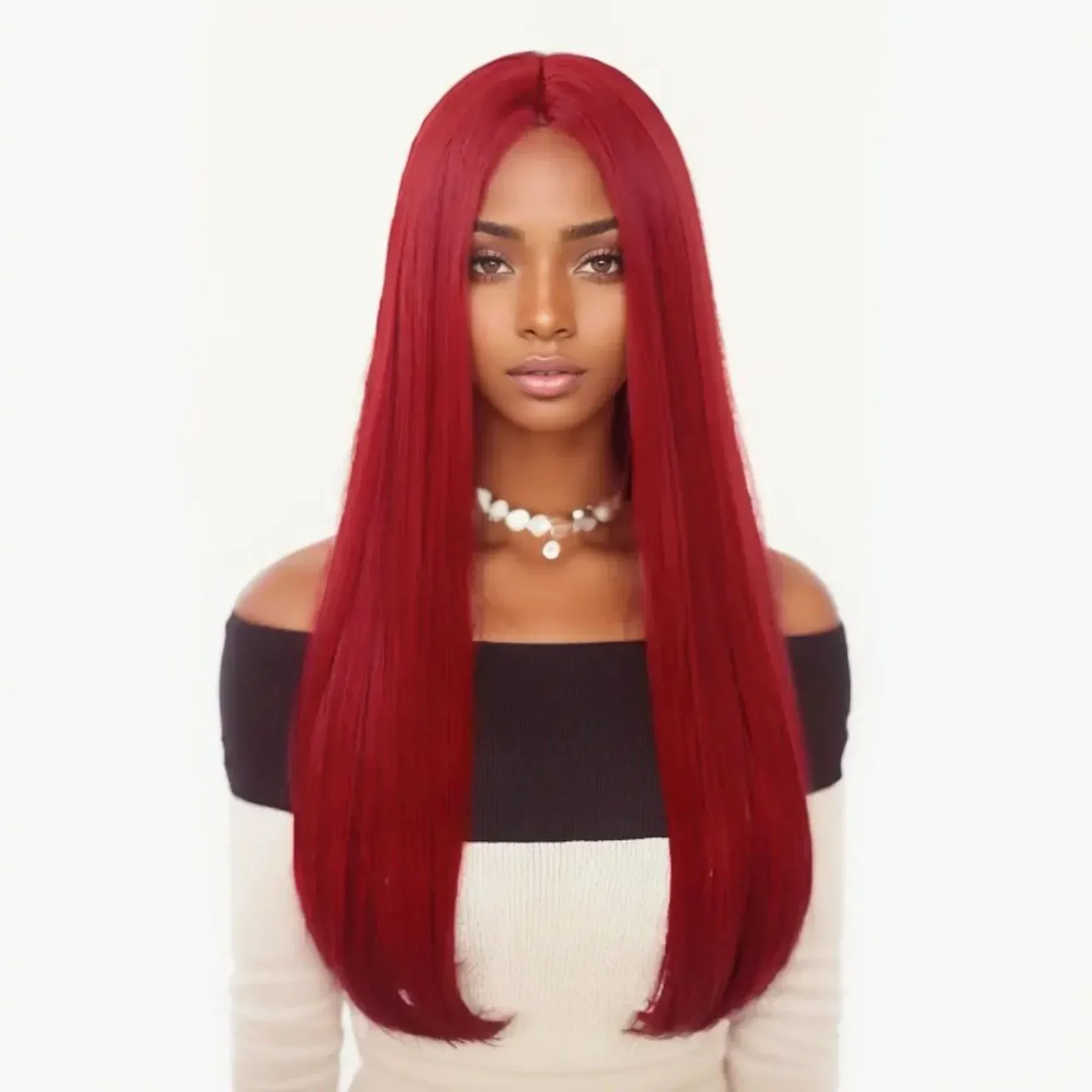 Long Red Wigs for Women Synthetic Hair Hot Red Straight Wig with Side Bangs Silky Hairstyles Wig Cosplay Drag Queen Hairstyles