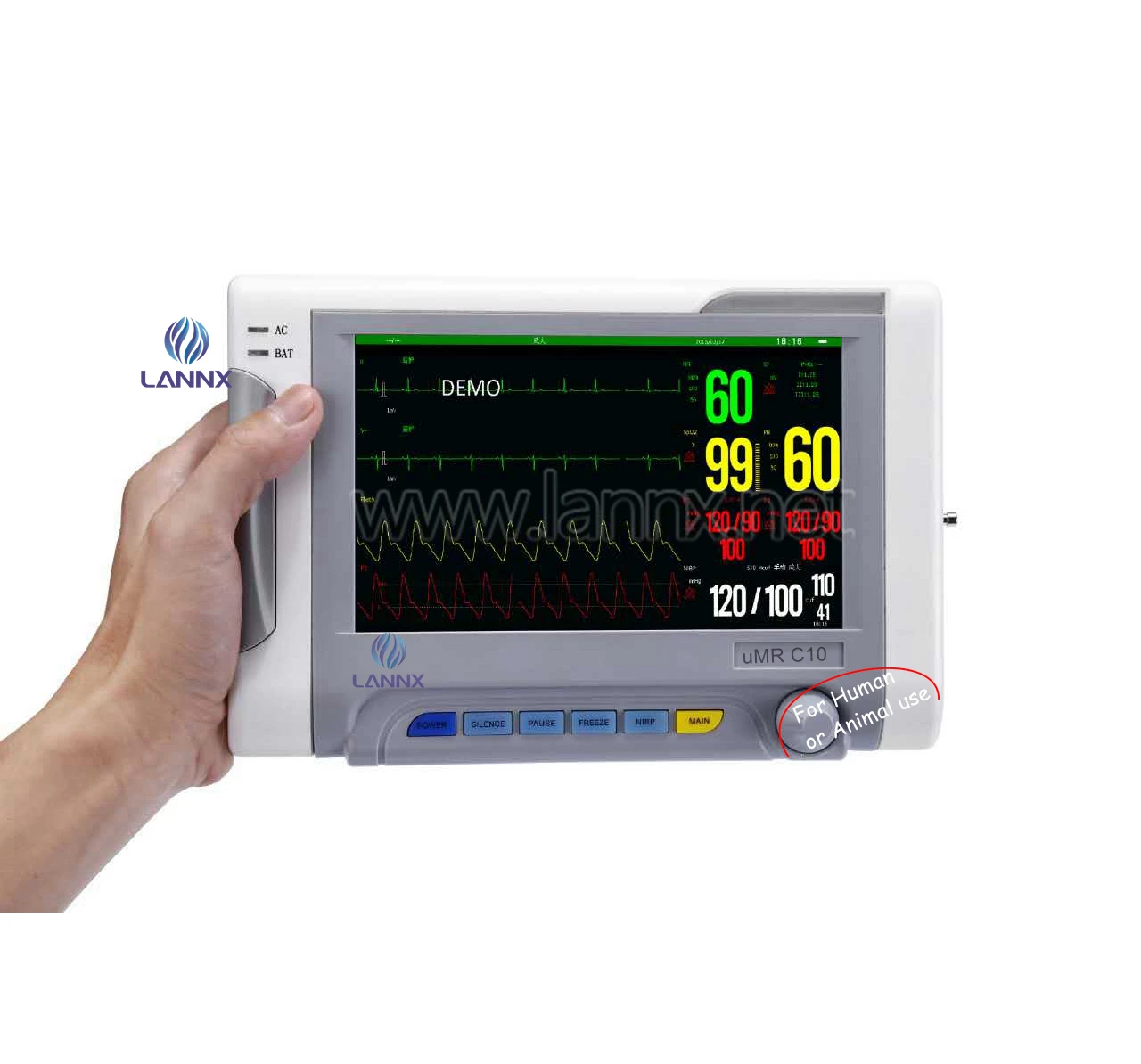 LAN NX uMR C10 Hospital veterinary multiparameter Human and animal use patient mo nitor Handheld Vit  al Si gns Monitoring