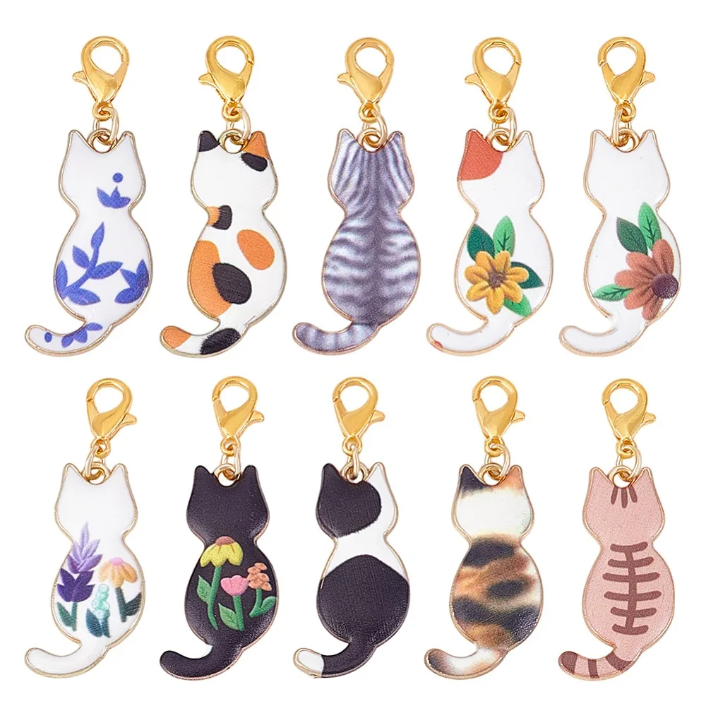 

20Pcs 10 Style Alloy Enamel Pendant Decoration with Alloy Lobster Claw Clasps Mixed Color 45mm 2pcs/style