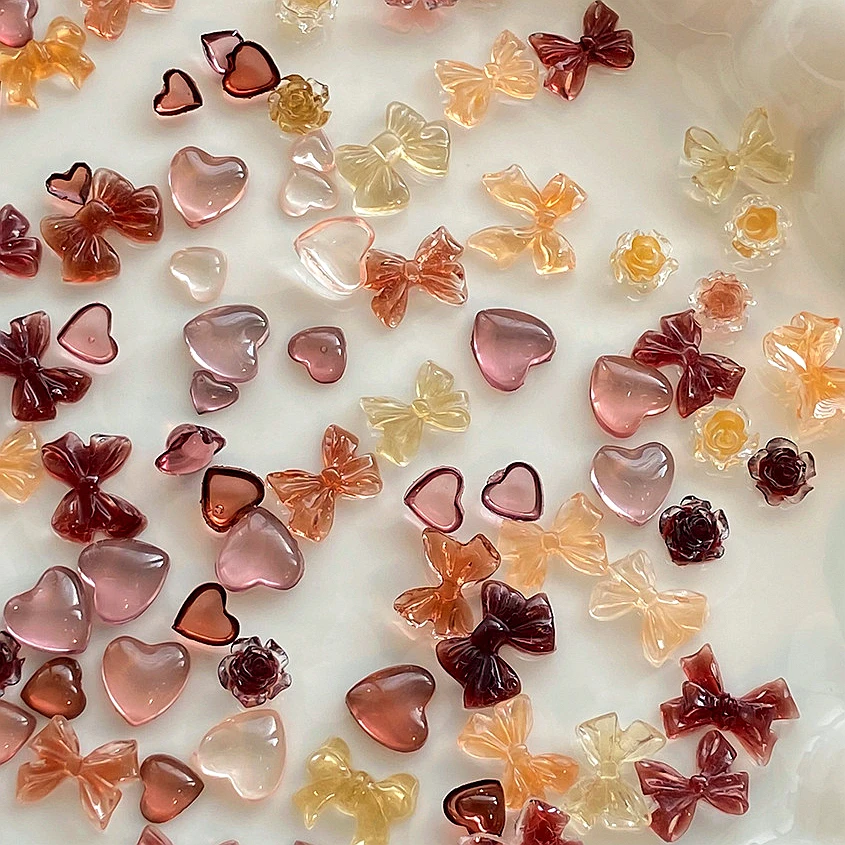 

30PCS Mixed Design Maillard color 3D Acrylic Nail Art Bow Charms Accessories For Nails Decoration Manicure Decor Supplies Parts