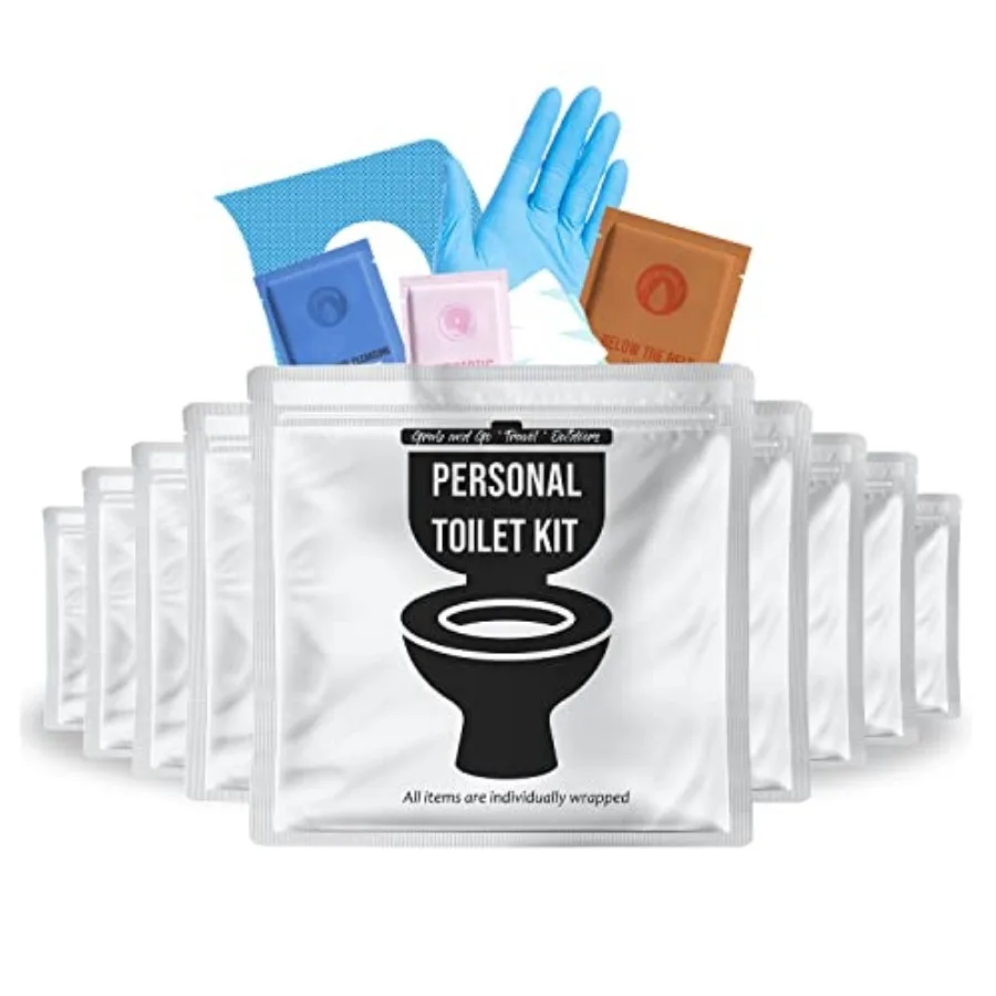 

Personal Toilet Kit To Go 10 Pack Disposable Public Restroom Kit Individually Wrapped for Toilet Protection Kit Toilet Paper, T