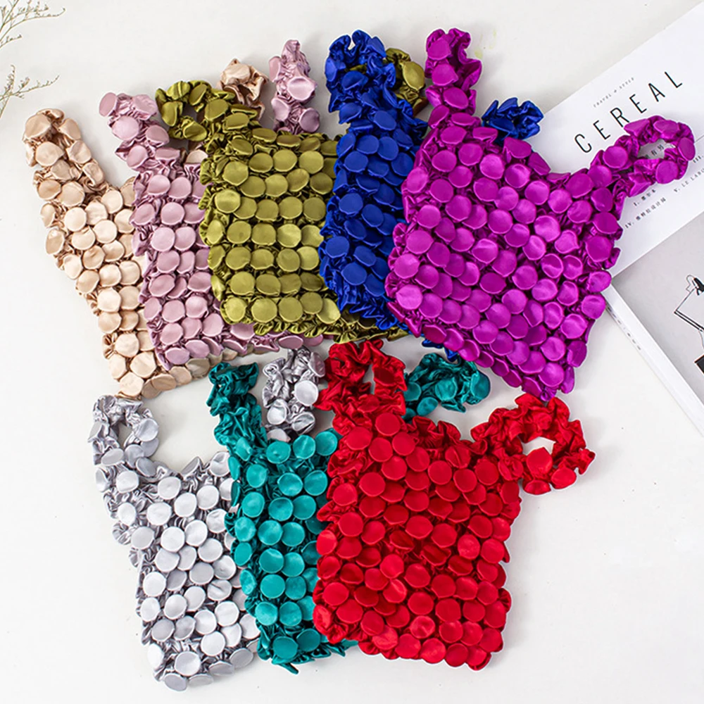 

Magic Telescopic Bubble Tote Bag Ruched Highly Elastic Wrist Bags for Women Handbag Mini Fold Shopper Purses Eco Shoulder Bag