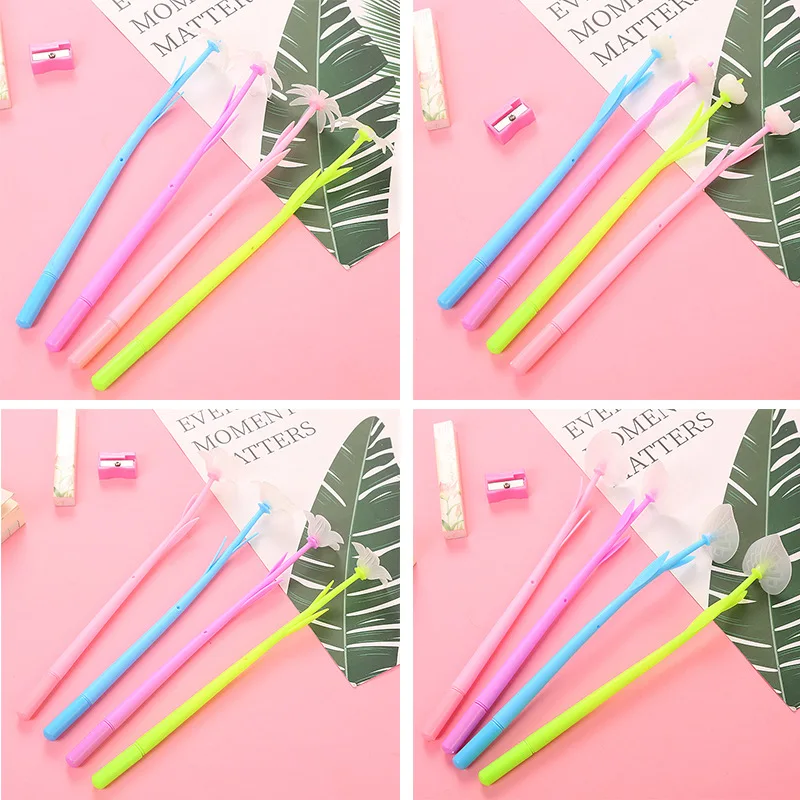 36pcs Light Color Change Flower Gel Pen Creative Learning Stationery Sun Flower Fountain Student Pen Wholesale