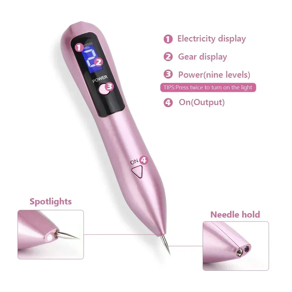 9 Level LCD Plasma Pen Laser Tattoo Mole Removal Machine LED Lighting Dark Spot Remover Freckle Wart Face Skin Tag Mole Removal