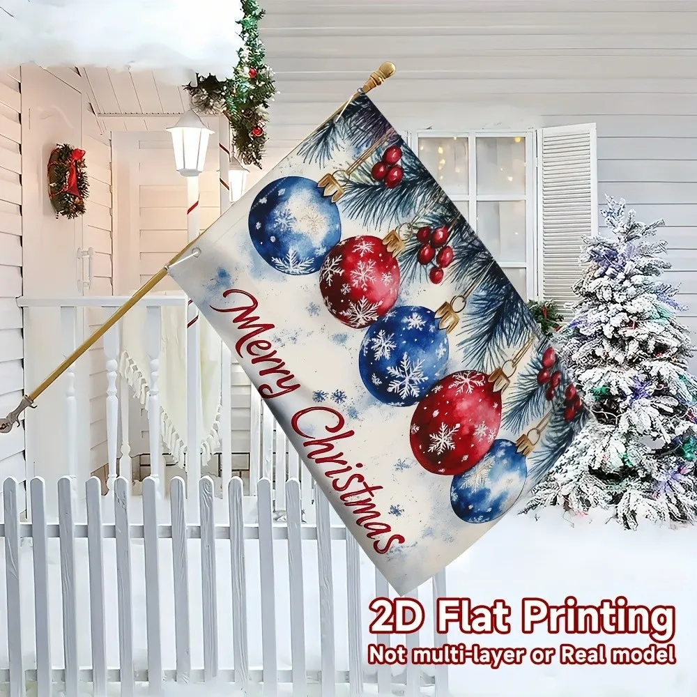 2D Flat Printing Merry Christmas Art Flag Christmas Bell Pattern No Electricity Needed  Perfect for Yard