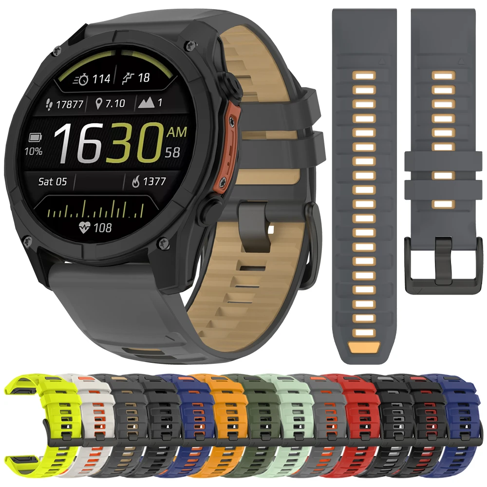 Sport Silicone 22 26mm Watch Strap For Garmin Fenix 8 E 7 7X 6 6X Pro 5 5X/MARQ/G1/Forerunner 970 965 955 QuickFit Band Bracelet