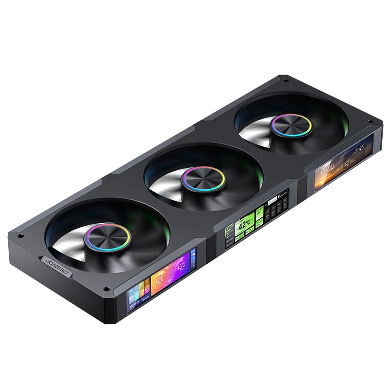 JONSBO ZC-360 Fan ARGB 3*3IPSLCD Screen Building Block Fan PWM Intelligent Temperature Control Chassis Cooling Fan White/Black