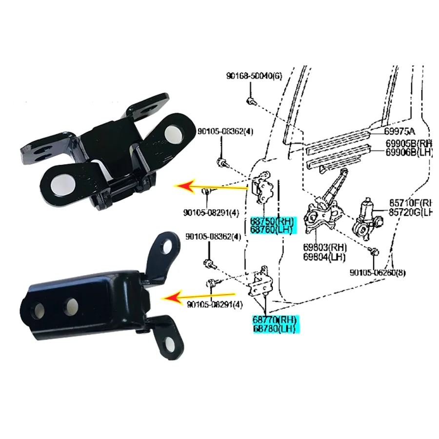 Wooeight 1Pc Car Door Hinge Fit For Toyota Land Cruiser Prado LC120 2700 4000 2002-2009 Lexus GX470 68720-35031/68740-35031