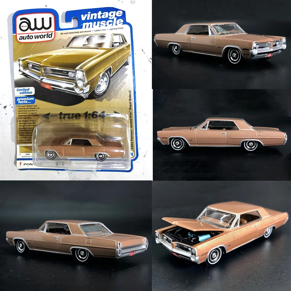 Auto World 1:64 Diecast AW 1/64 Alloy Model Car Pickup Truck Vintage Muscle Cars Detachable Cover Hyundai Muscle Car Boys Toys