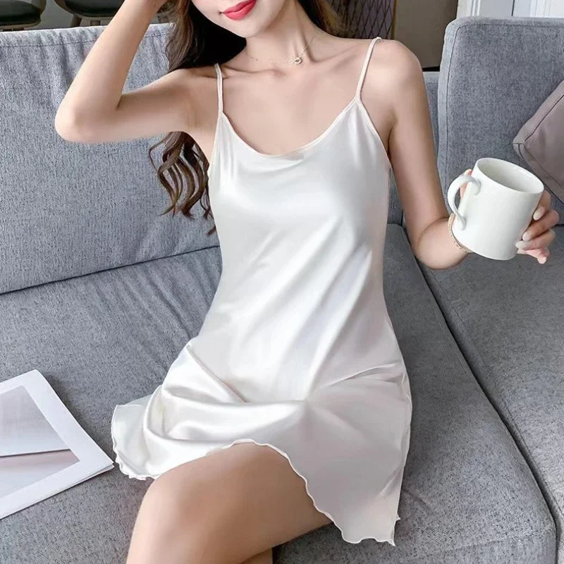 Nightgown Women's Clothing Homewear Summer Thin New Suspenders Sexy Simple Comfortable Casual Fashion Breathable Loose Fit Large