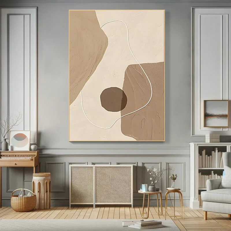 impasto-neutral-beige-brown-abstract-geometric-oil-painting-minimalist-line-canvas-wall-art-original-handmade-simple-art-decor