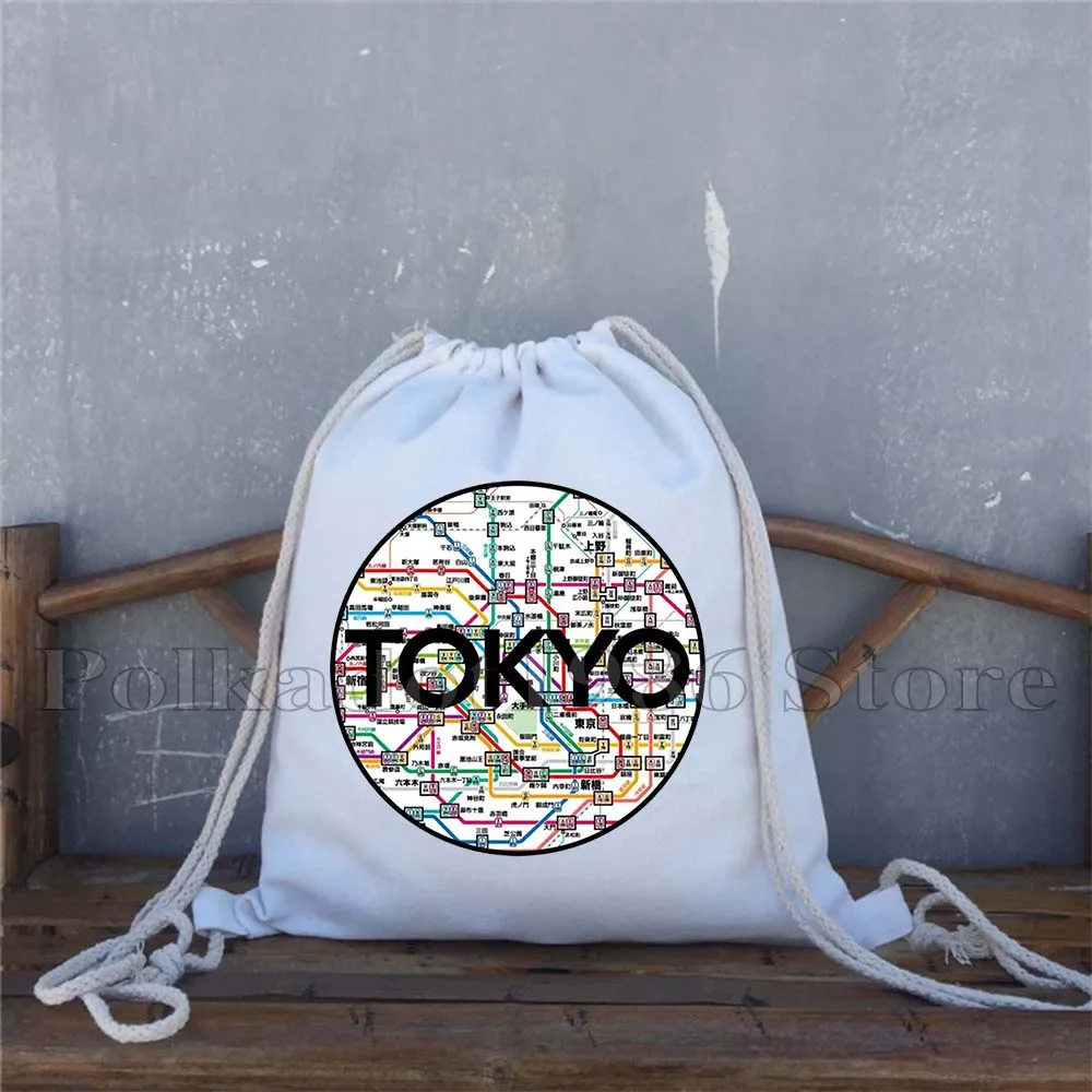 Tokyo Tower Mount Fuji Japan Style Subways Osaka Kanagawa Wave Cherry Blossom Sakura Drawstring Bags Soccer Backpack Sackpack