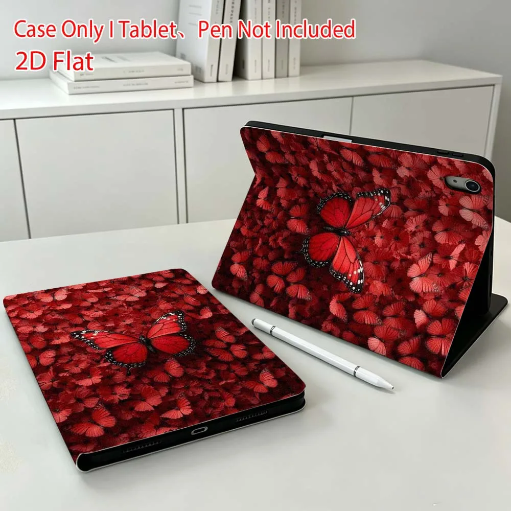 Red butterfly pattern Soft For Apple iPad Pro Mini A16 A17 A14 4 5 6 7 6th 12th 9Gen 12.9 11 13 M4 inch Tablet Case