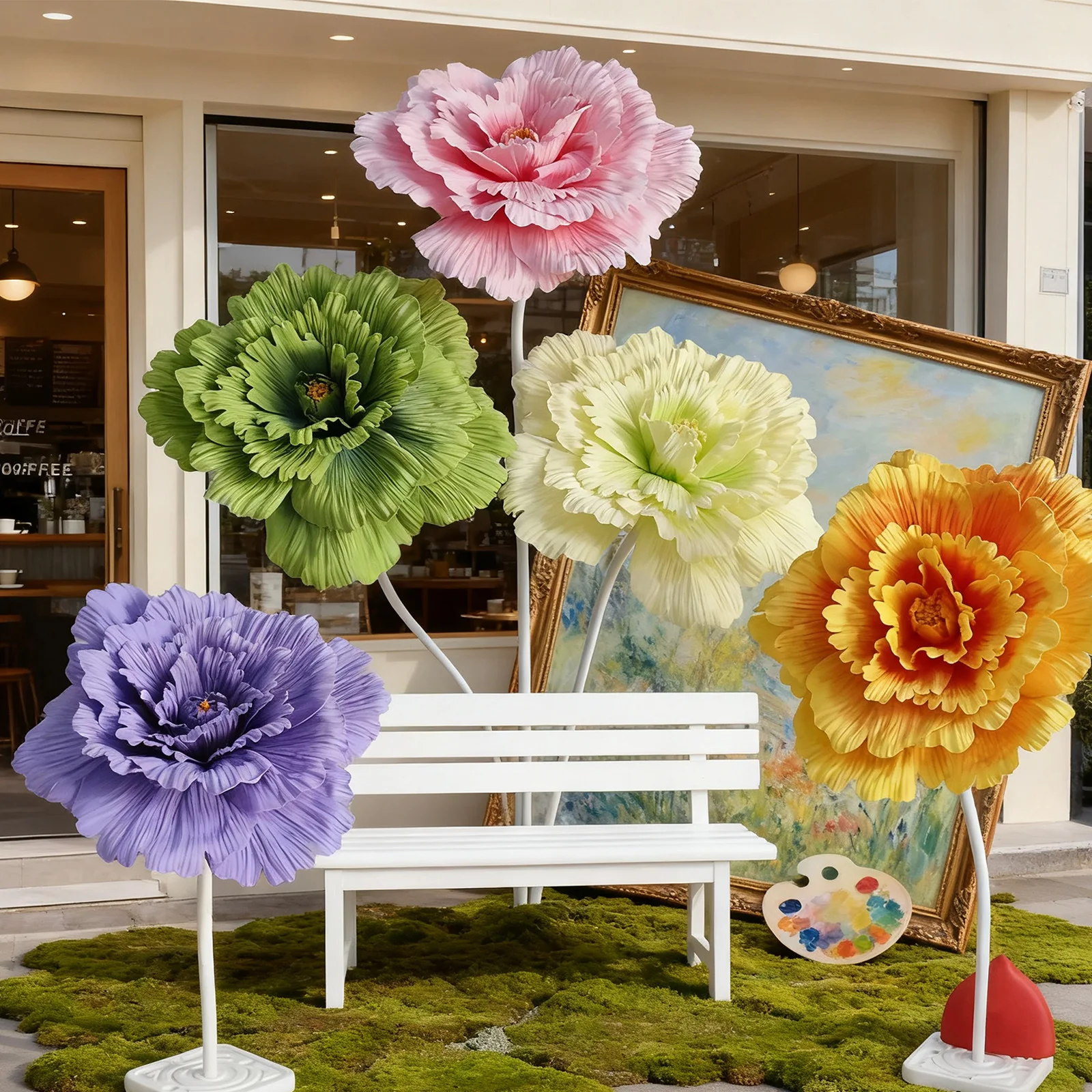 

New hot-selling wedding road rose peony PE giant simulated flower props beautiful scene arrangement Amazon