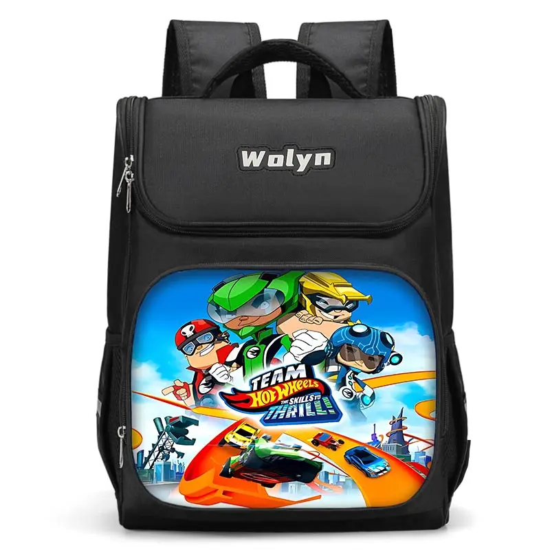 Cartoon Hot Wheels Cars Large Child Backpack Boy Girls School Bag For Men Women Traveling Backpack Durable and Multi Compartmen