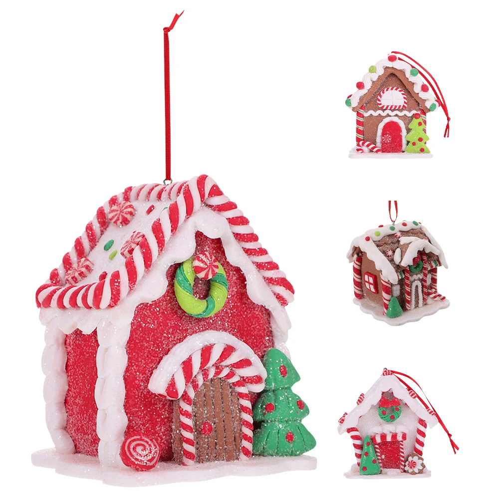 

4Pcs Xmas Tree Hanging Gingerbread House Ornaments Holiday Decorations Christmas Party Hanging Decors Xmas Tree Pendant