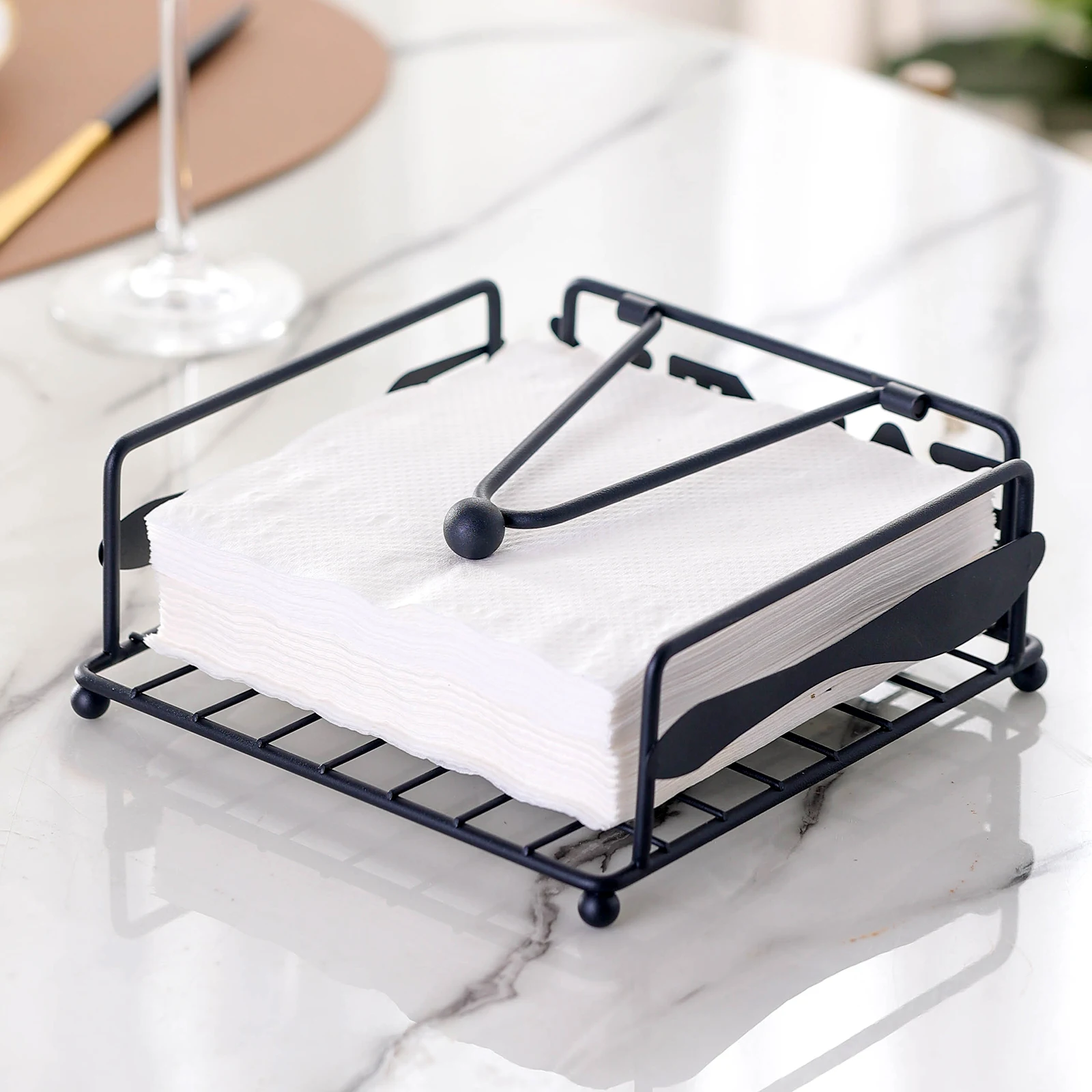 napkin box,tissue storage box,Tissue paper storage rack for bathroom, kitchen and living room,Countertop metal paper towelholder