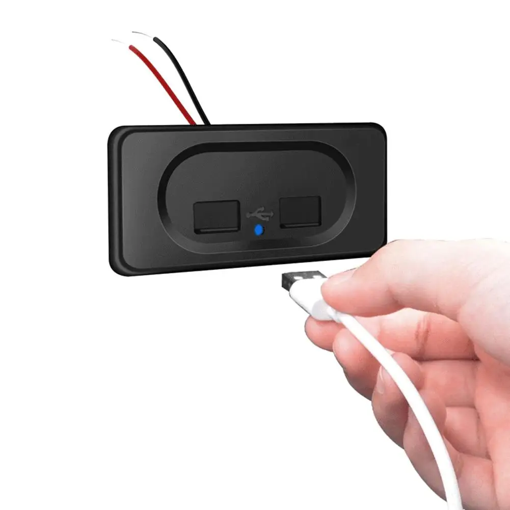 Enchufe de cargador de coche USB Dual, adaptador de corriente de luz LED, 4.8A, 12V, 24V, para motocicleta, camión, ATV, barco, RV, autobús