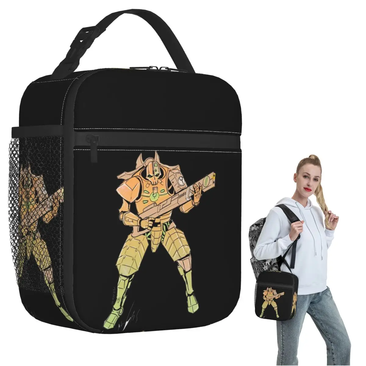Bolsa térmica para almoço Necron com armadura Tau, para mulheres e crianças, caixas de comida portáteis, bolsa térmica para almoço