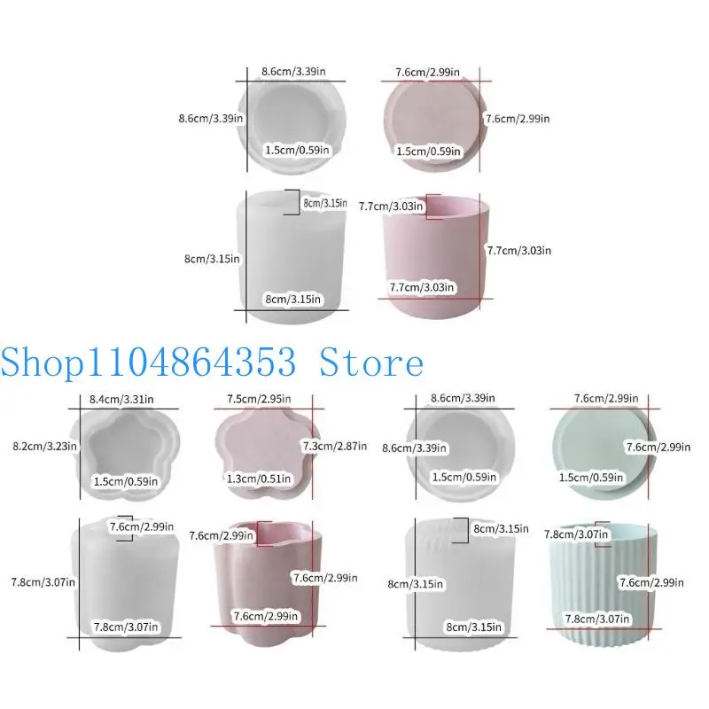 652F قالب كأس شمعة لصندوق تخزين أواني الزهور مع غطاء قالب من السيليكون جرة الراتنج #6